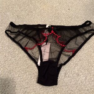 Agent Provocateur Black and Red Sheer Panties hearts nwt size 3 $175